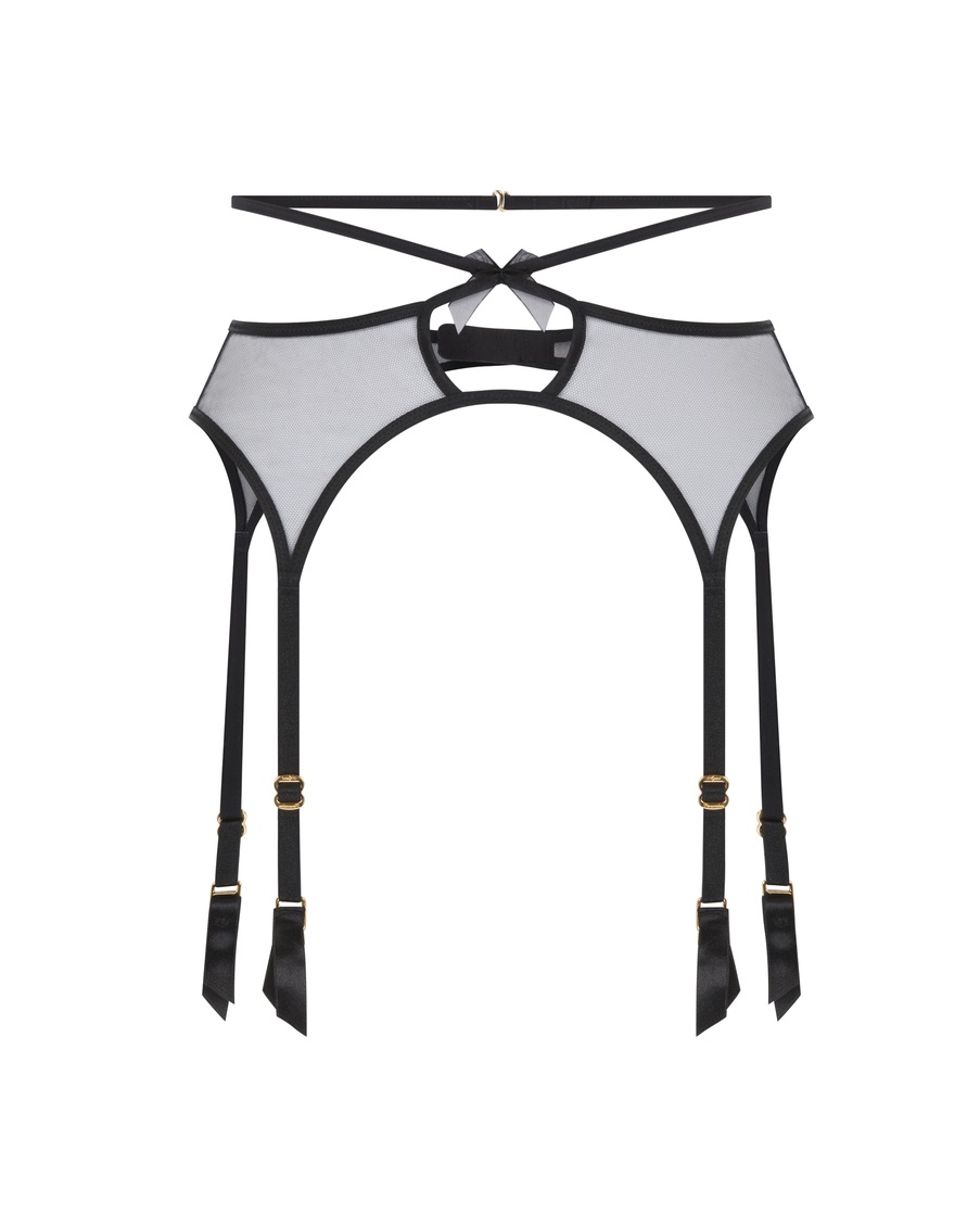 Черный прозрачный пояс для чулок Buffie