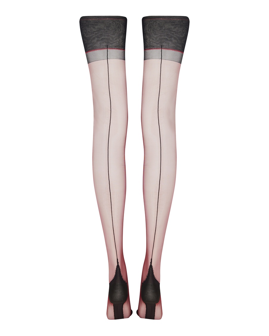 Бордовые чулки под пояс Gia