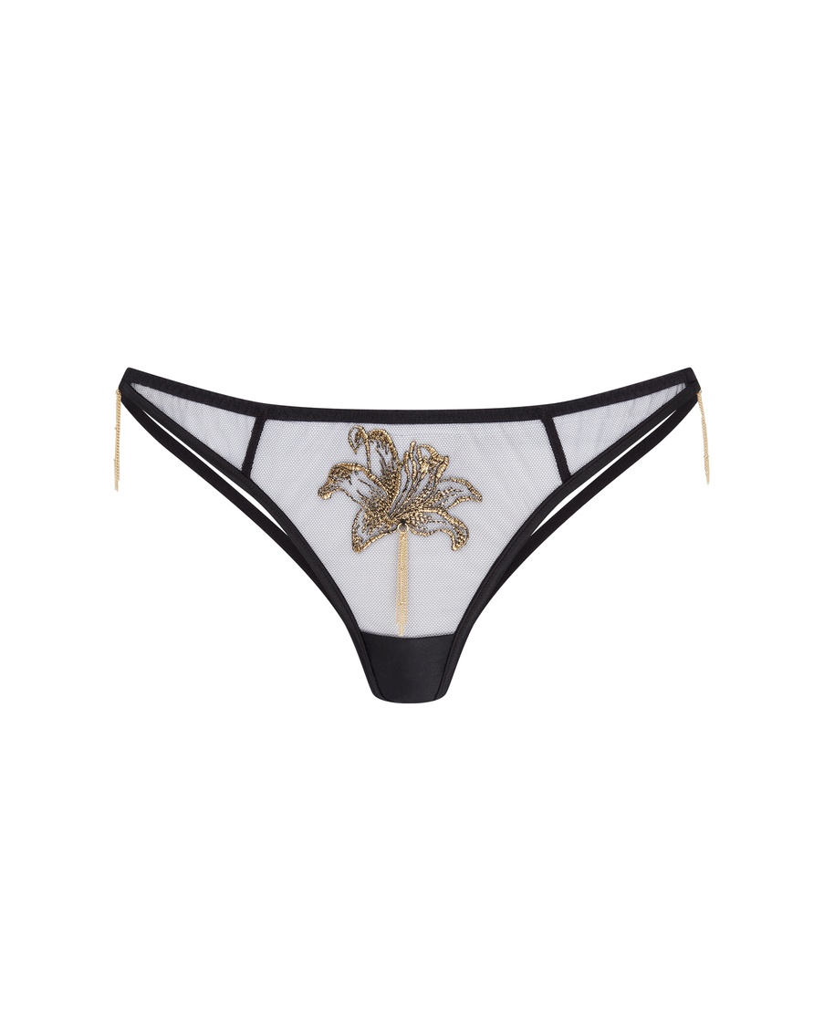 Черные прозрачные трусы стринги Auretta