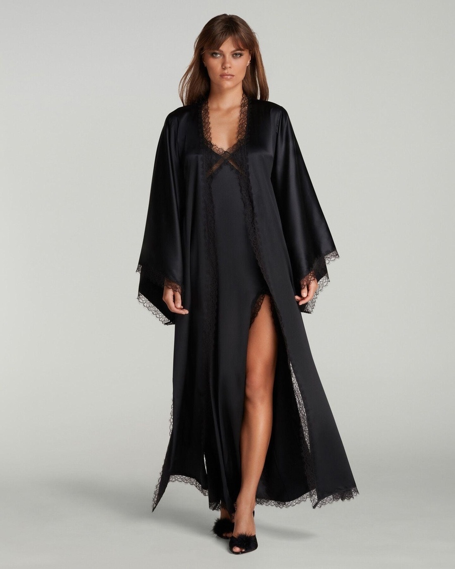 Черный длинный халат-кимоно Gisele