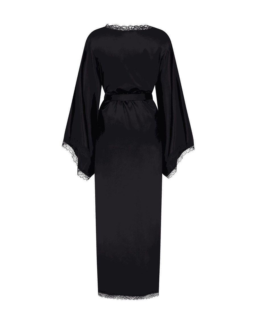 Черный длинный халат-кимоно Gisele