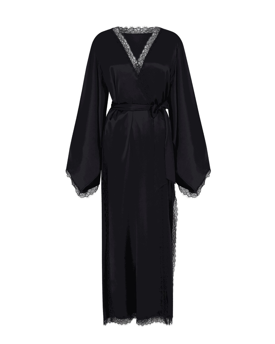Черный длинный халат-кимоно Gisele