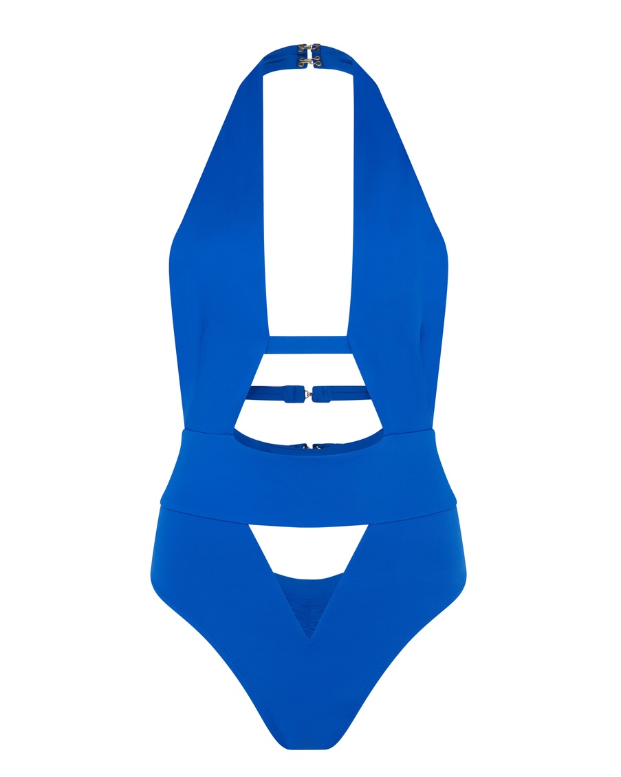 Синий слитный купальник-монокини Anja