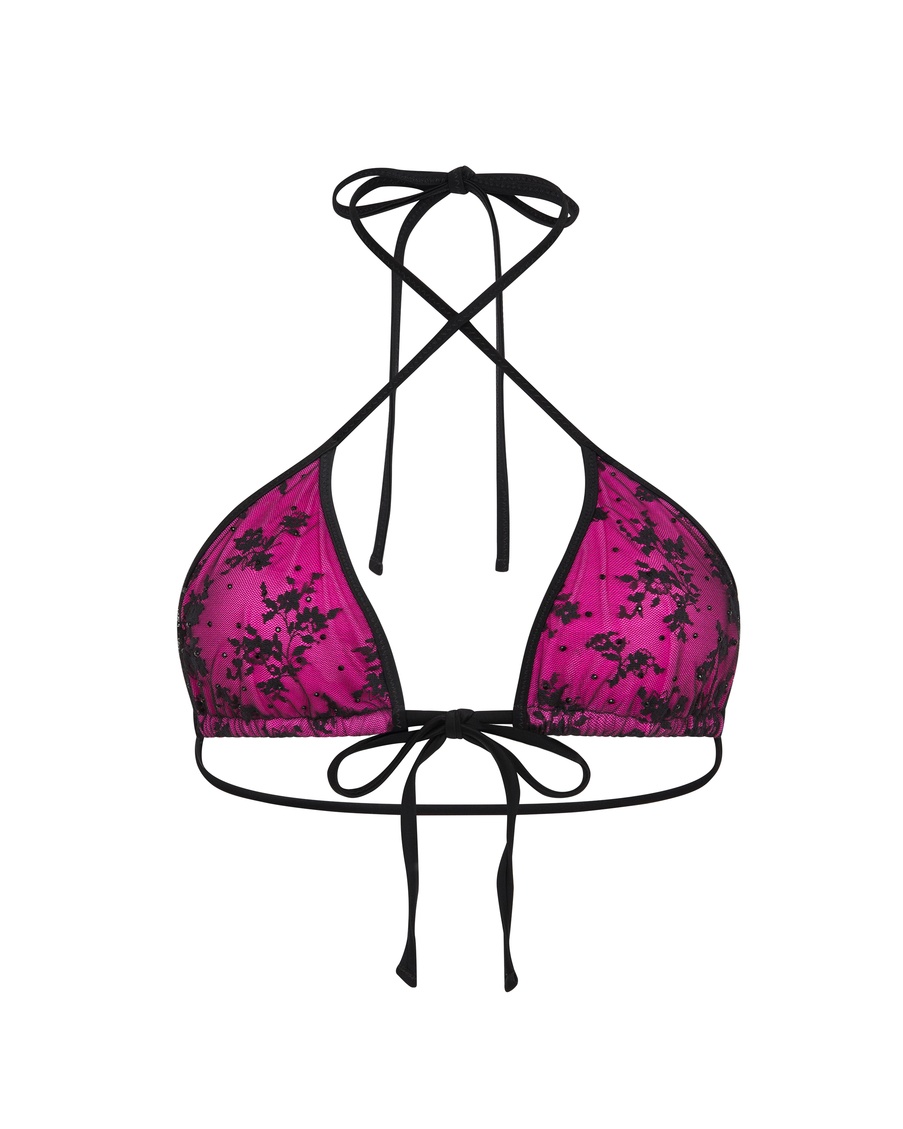 Черно-розовый топ купальника Evelina