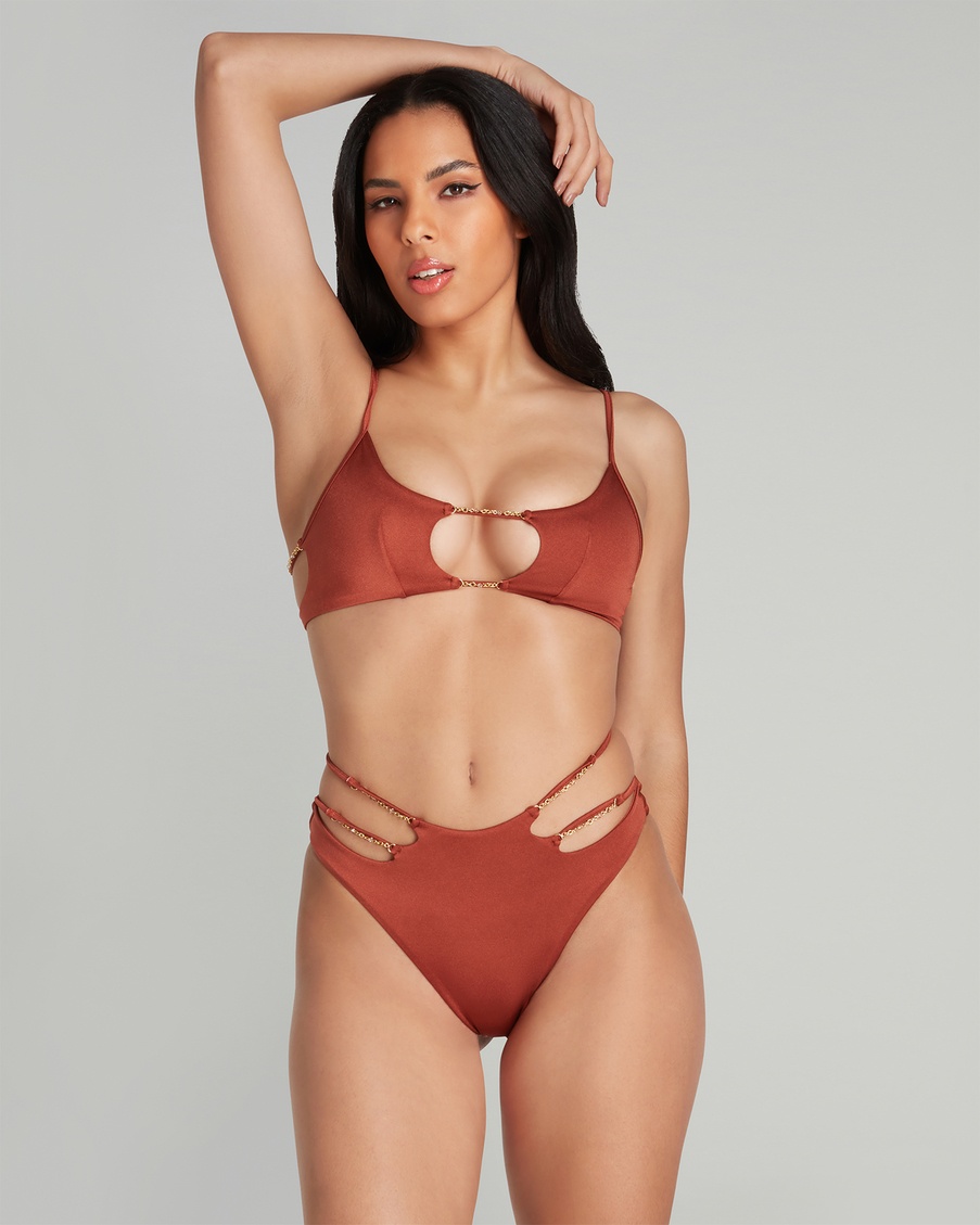 Коричневый топ купальника Christiana