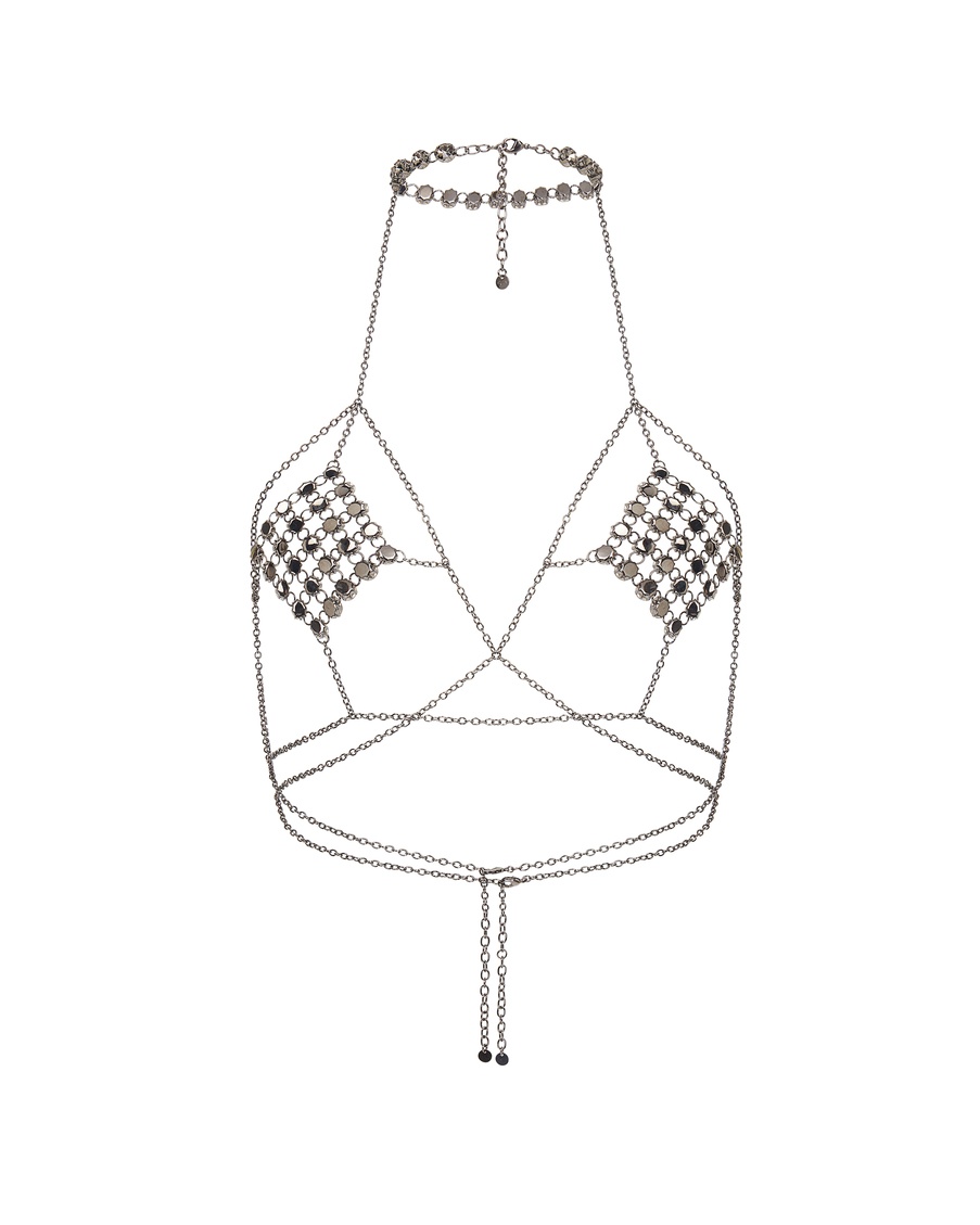 Черная цепочка на грудь Kensia