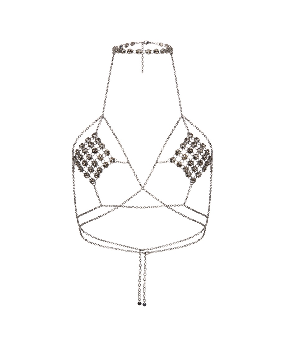 Черная цепочка на грудь Kensia