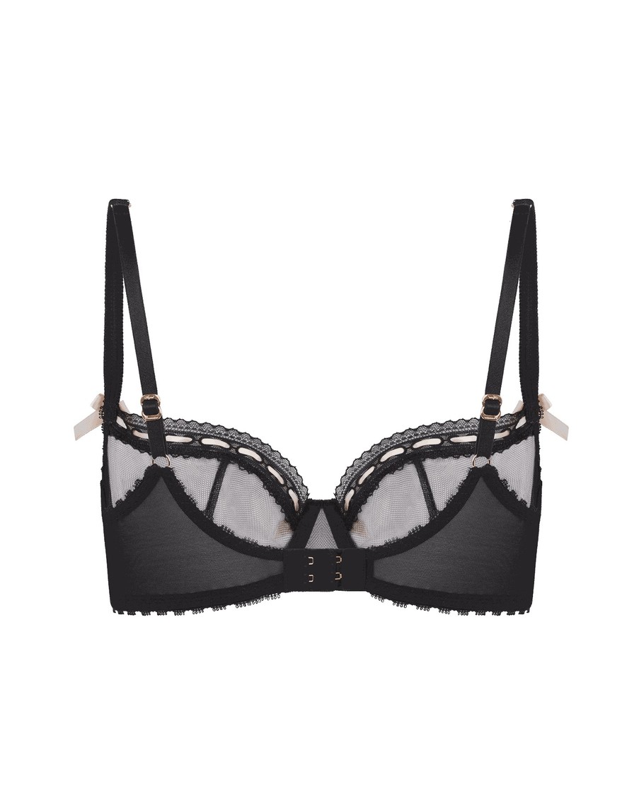 Черный прозрачный бюстгальтер балконет Claira