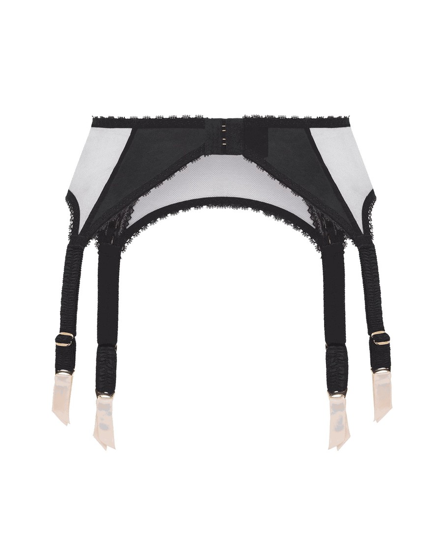 Черный прозрачный пояс для чулок Claira
