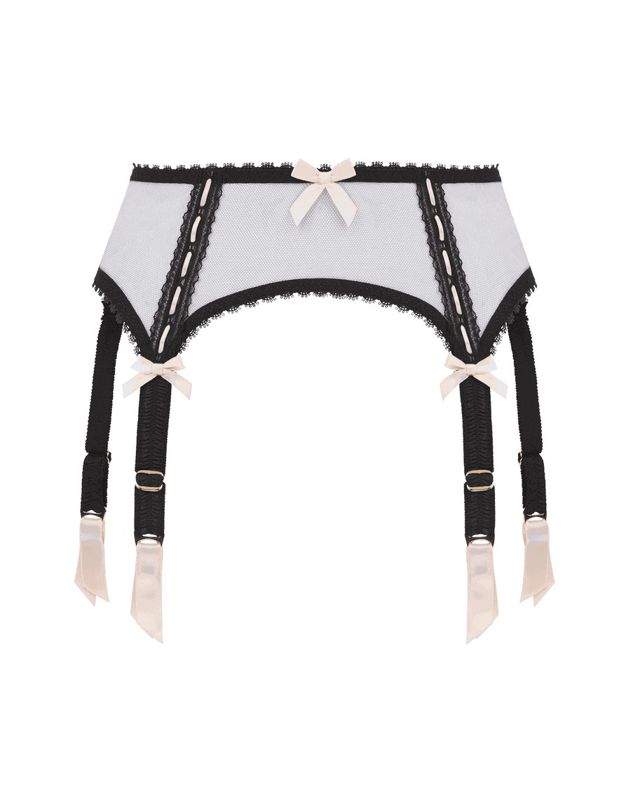 Черный прозрачный пояс для чулок Claira