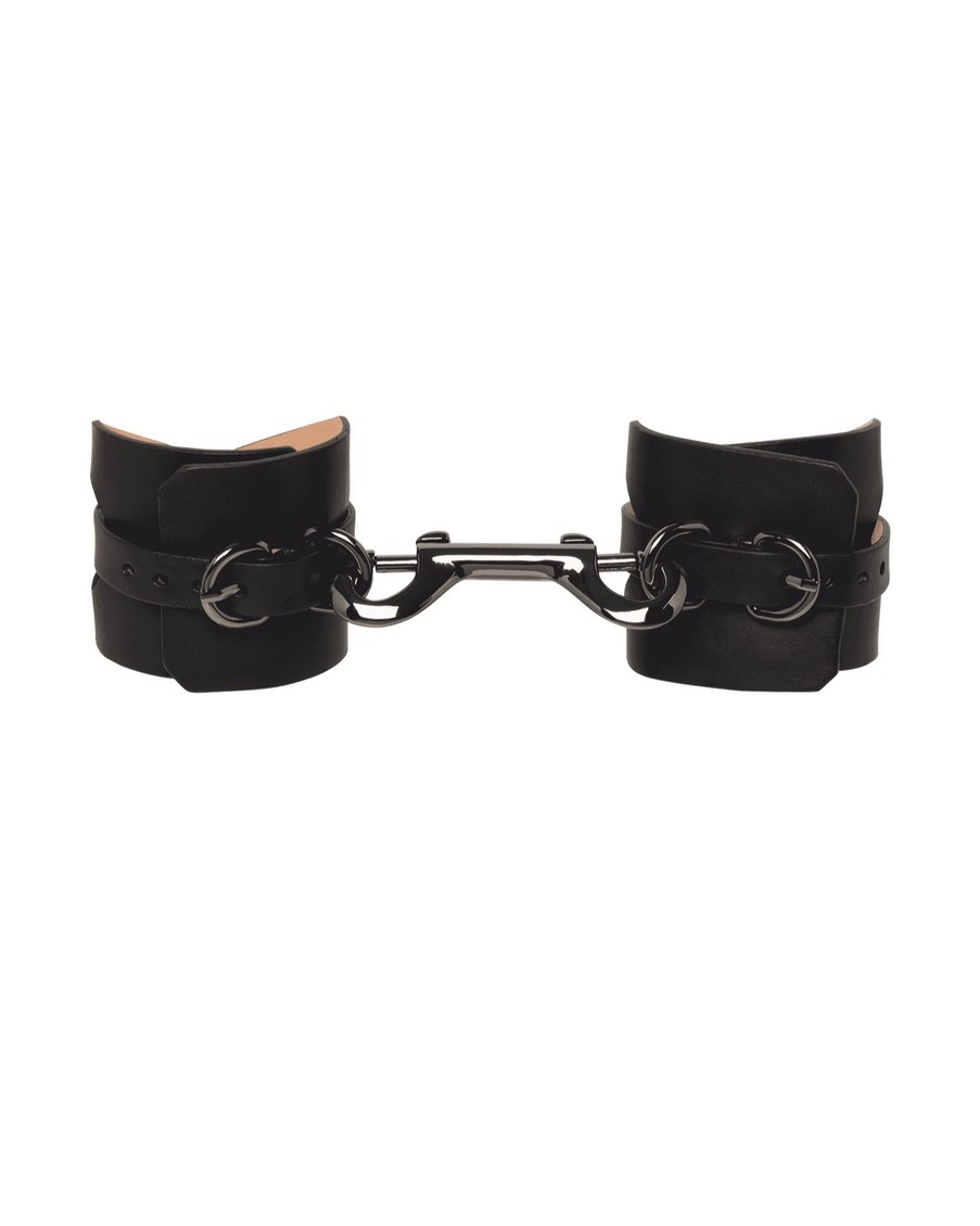 Черные кожаные манжеты Veronika Double