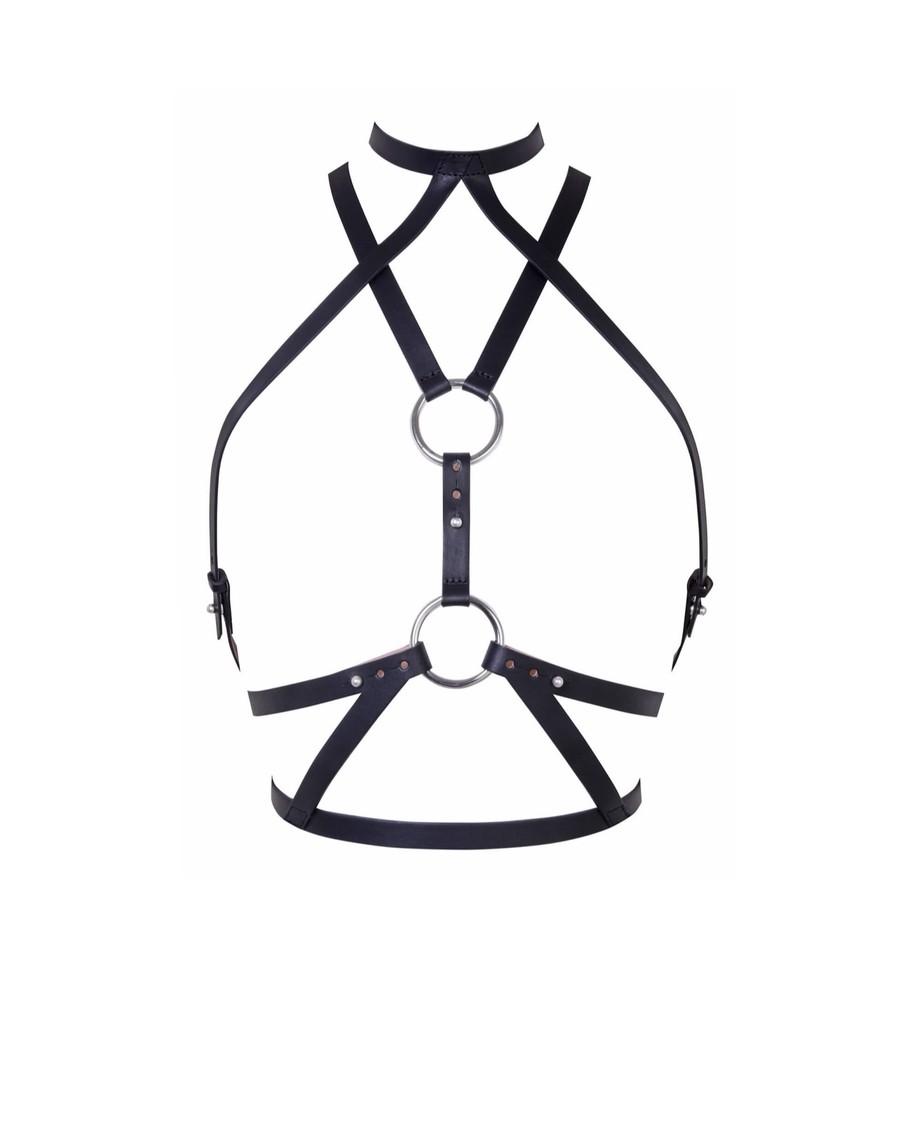 Черная кожаная портупея Veronika