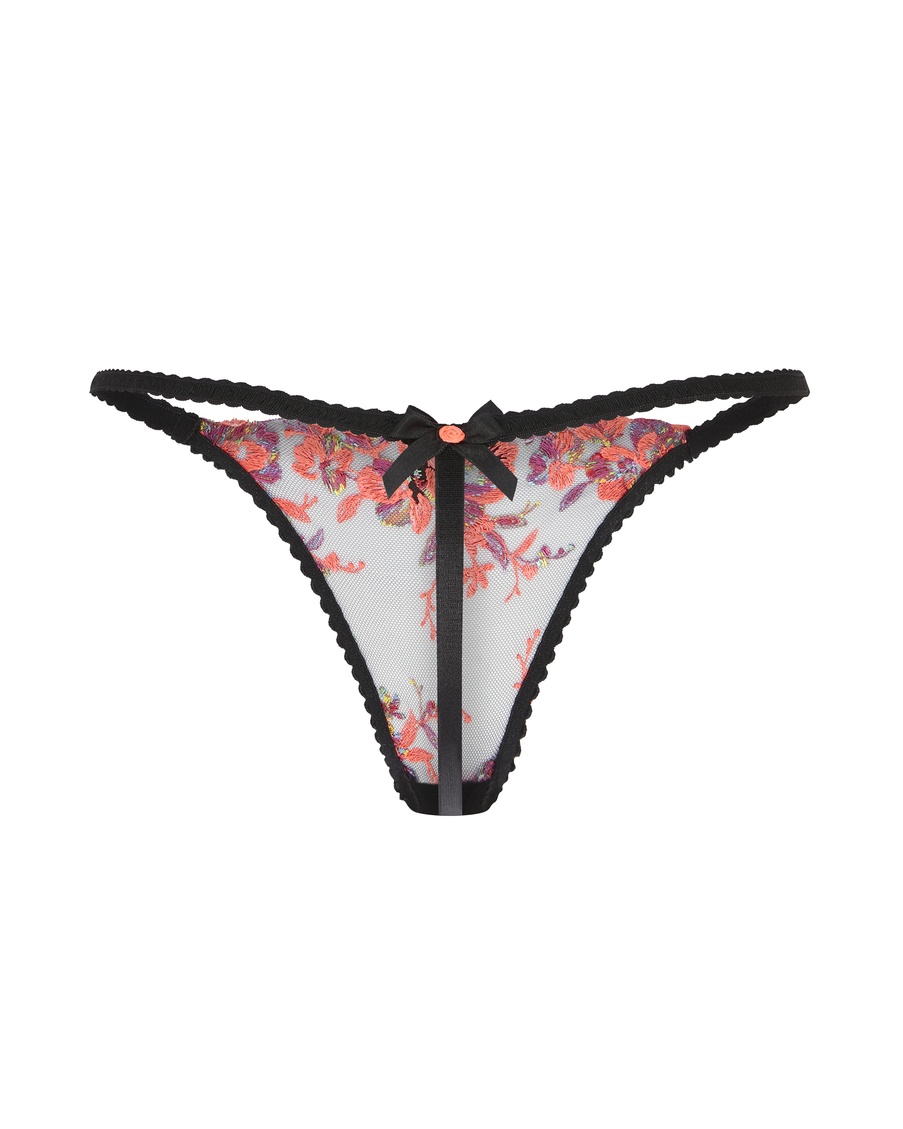 Черно-оранжевые трусы стринги Lexx