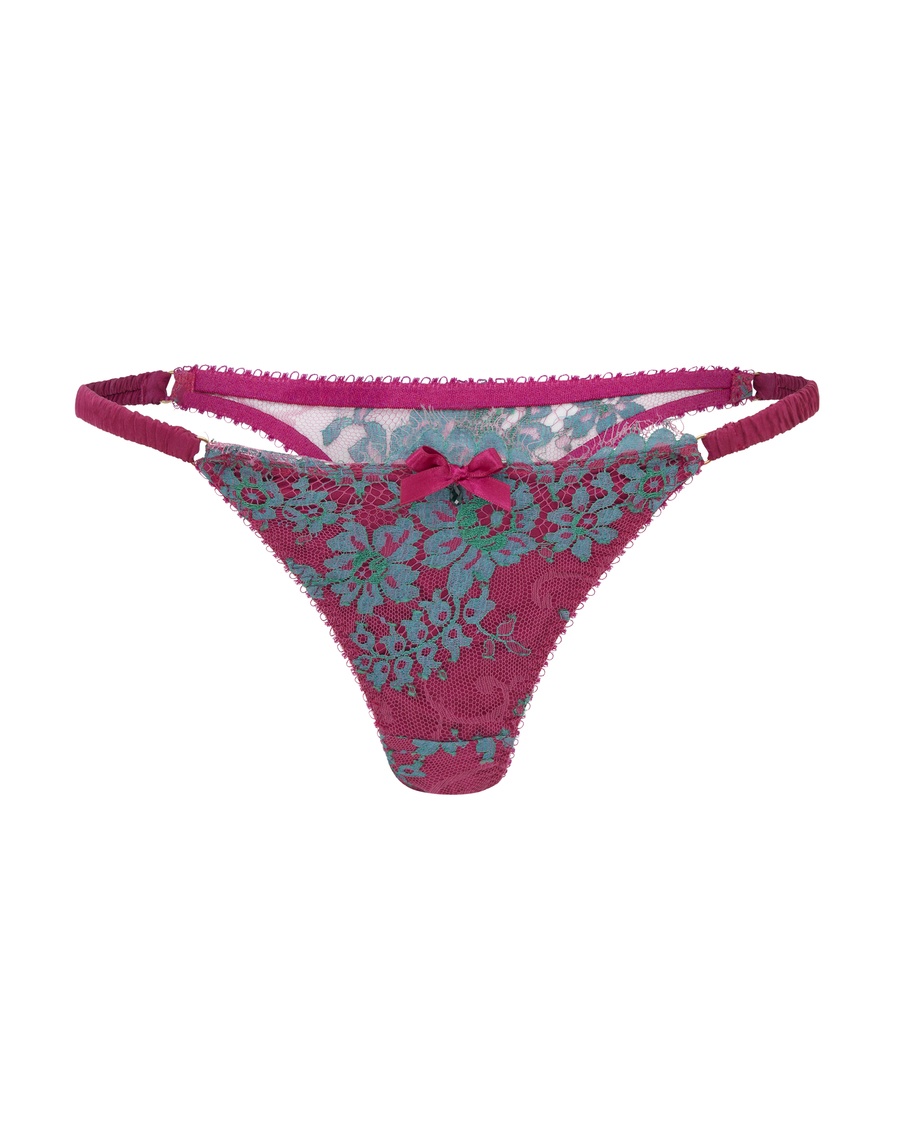 Розово-зеленые трусы стринги Carline