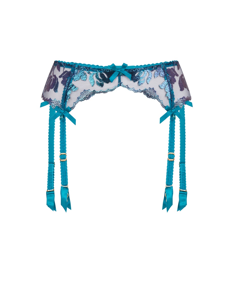 Синий прозрачный пояс для чулок Sparkle