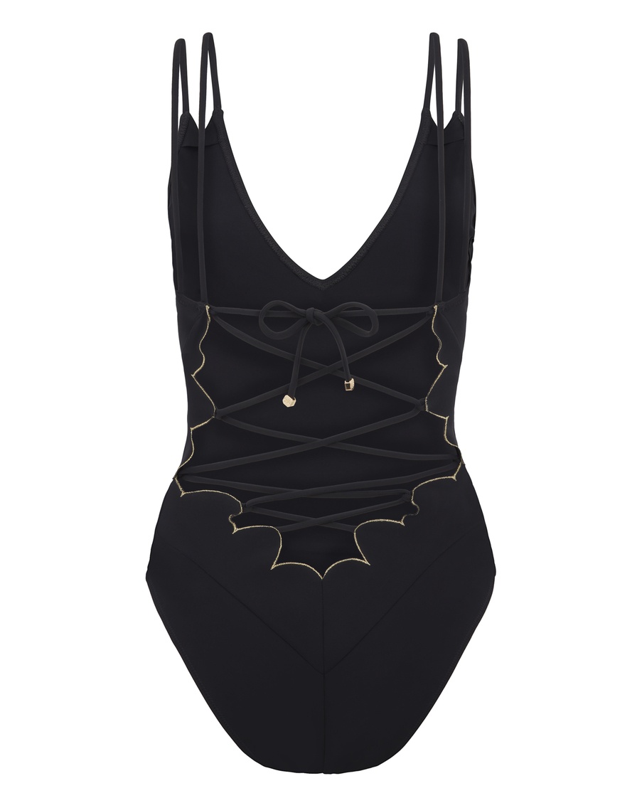 Черный слитный купальник Lorna