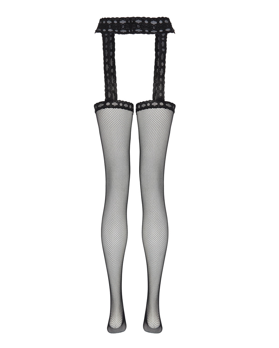 Черные чулки-колготки в сетку Cyra