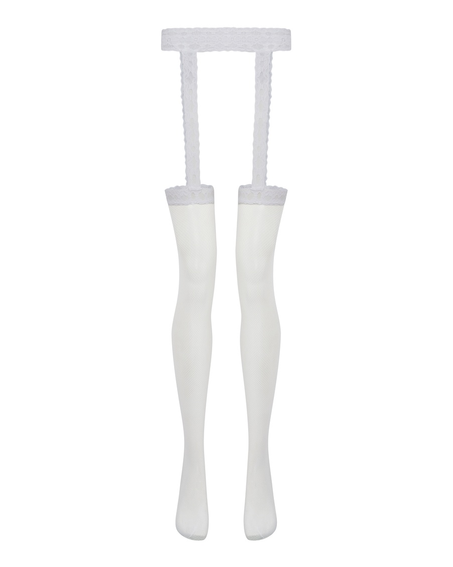 Белые чулки-колготки в сетку Cyra