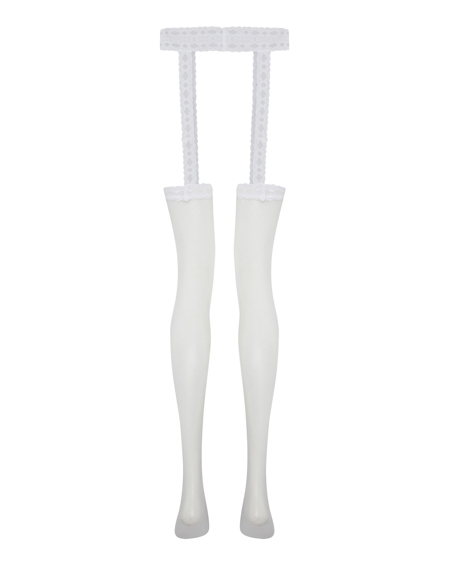 Белые чулки-колготки в сетку Cyra