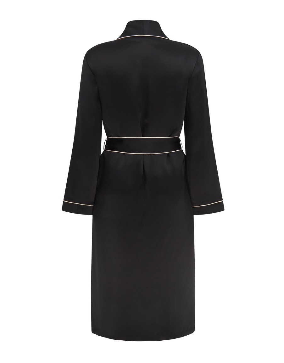 Черный шелковый халат Classic