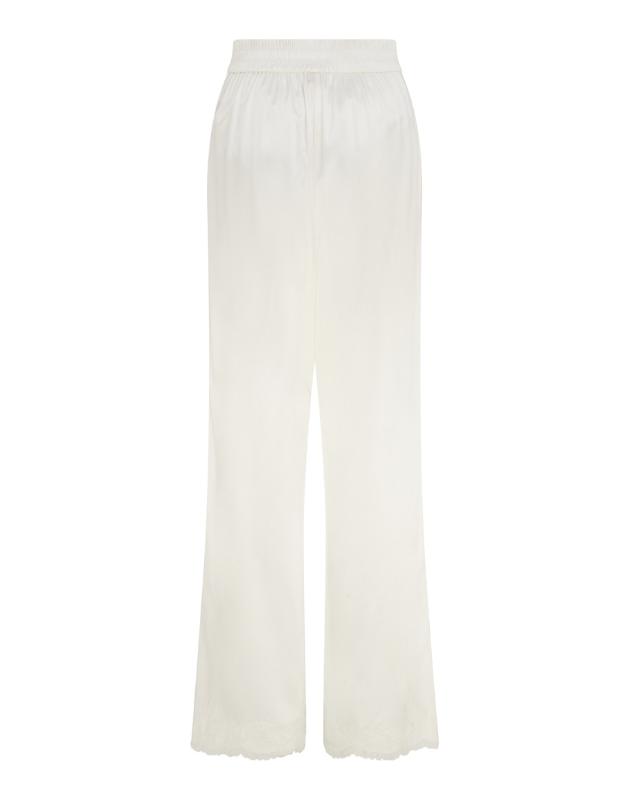 Белые пижамные брюки из шелка с кружевом Amelea