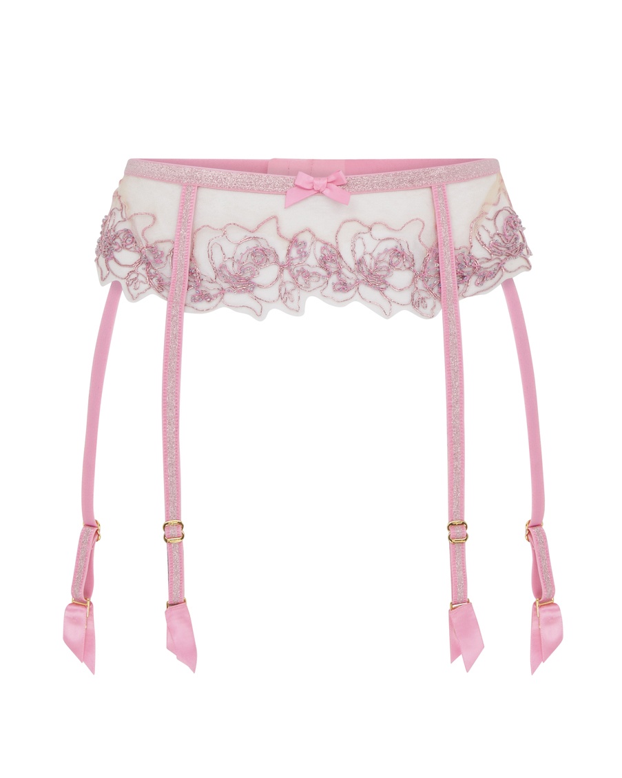 Розовый прозрачный пояс для чулок Lindie