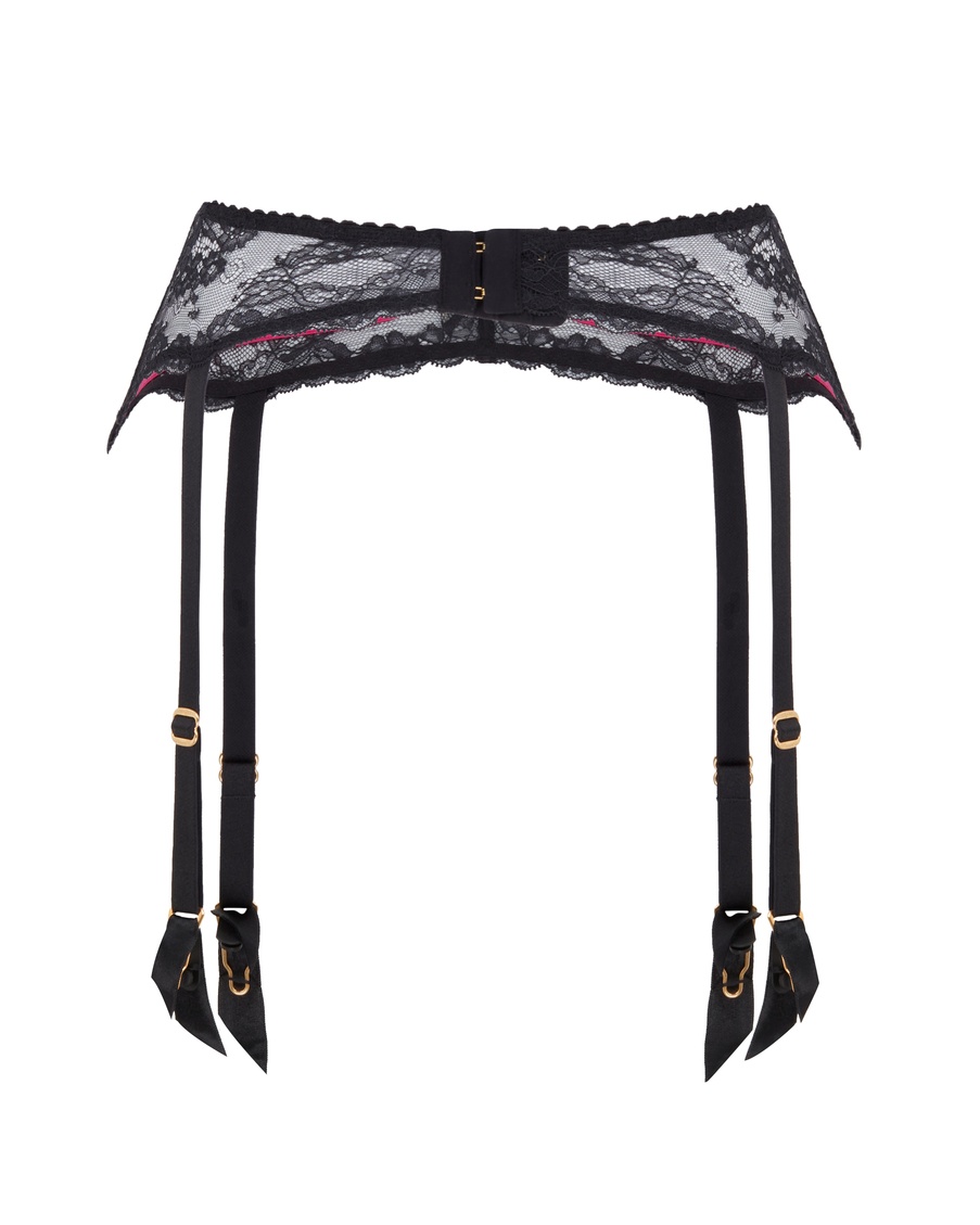 Черный кружевной пояс для чулок Maddy