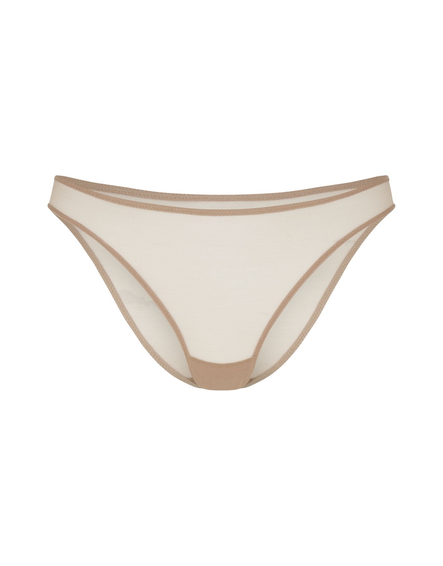 Бежевые прозрачные классические трусы Lucky