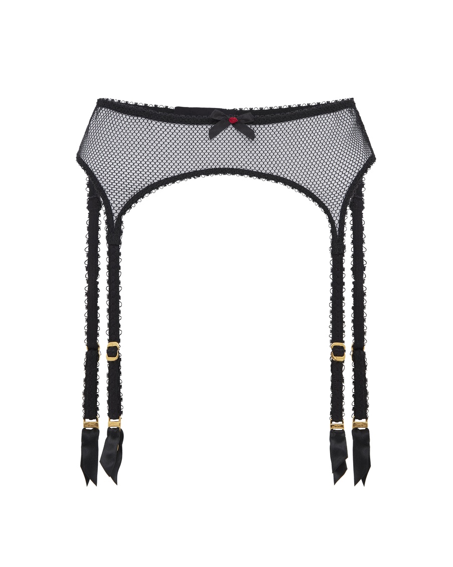 Черный прозрачный пояс для чулок Raiven