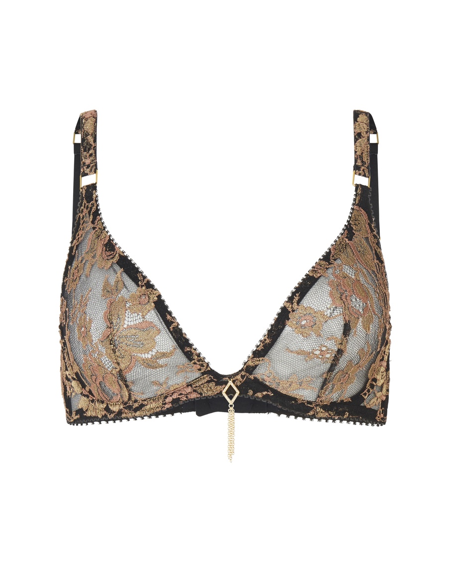 Черно-золотой кружевной бюстгальтер с мягкой чашкой Constantia