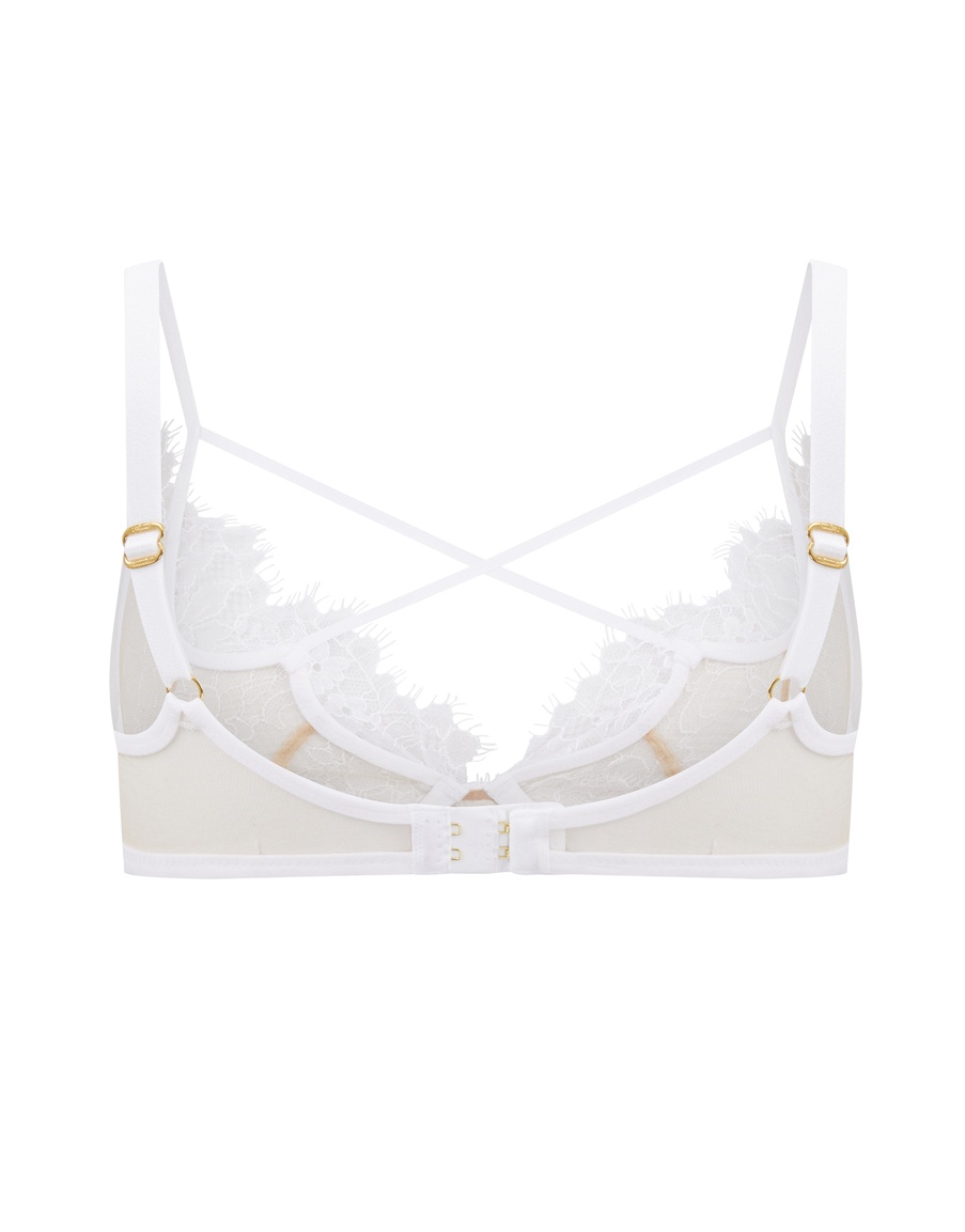 Белый кружевной прозрачный бюстгальтер с мягкой чашкой Palma