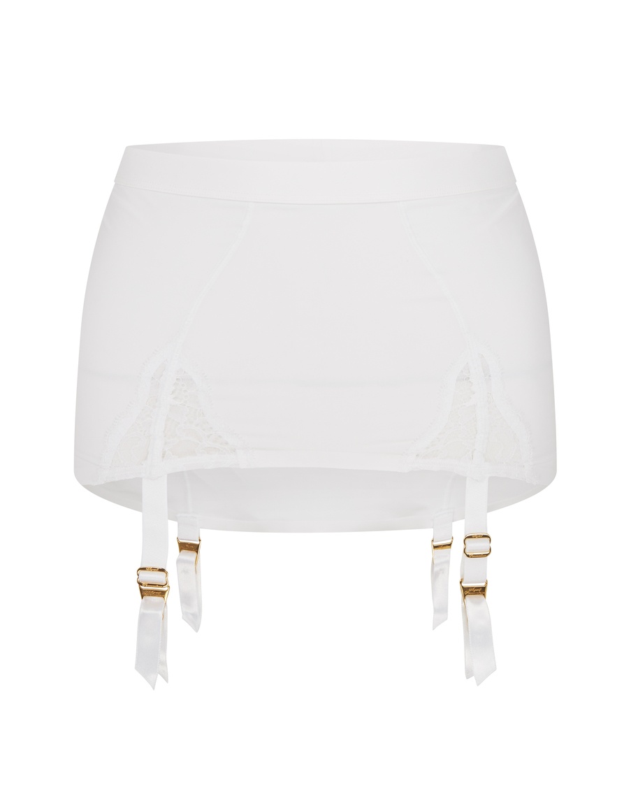 Белый пояс для чулок с отделкой кружевом Brigette