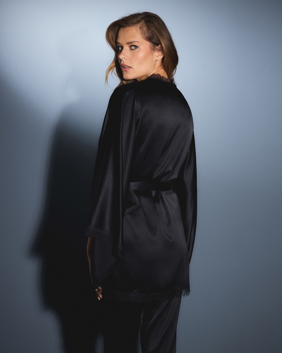 Черный халат-кимоно Gisele