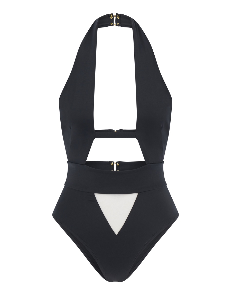 Черный слитный купальник-монокини Anja
