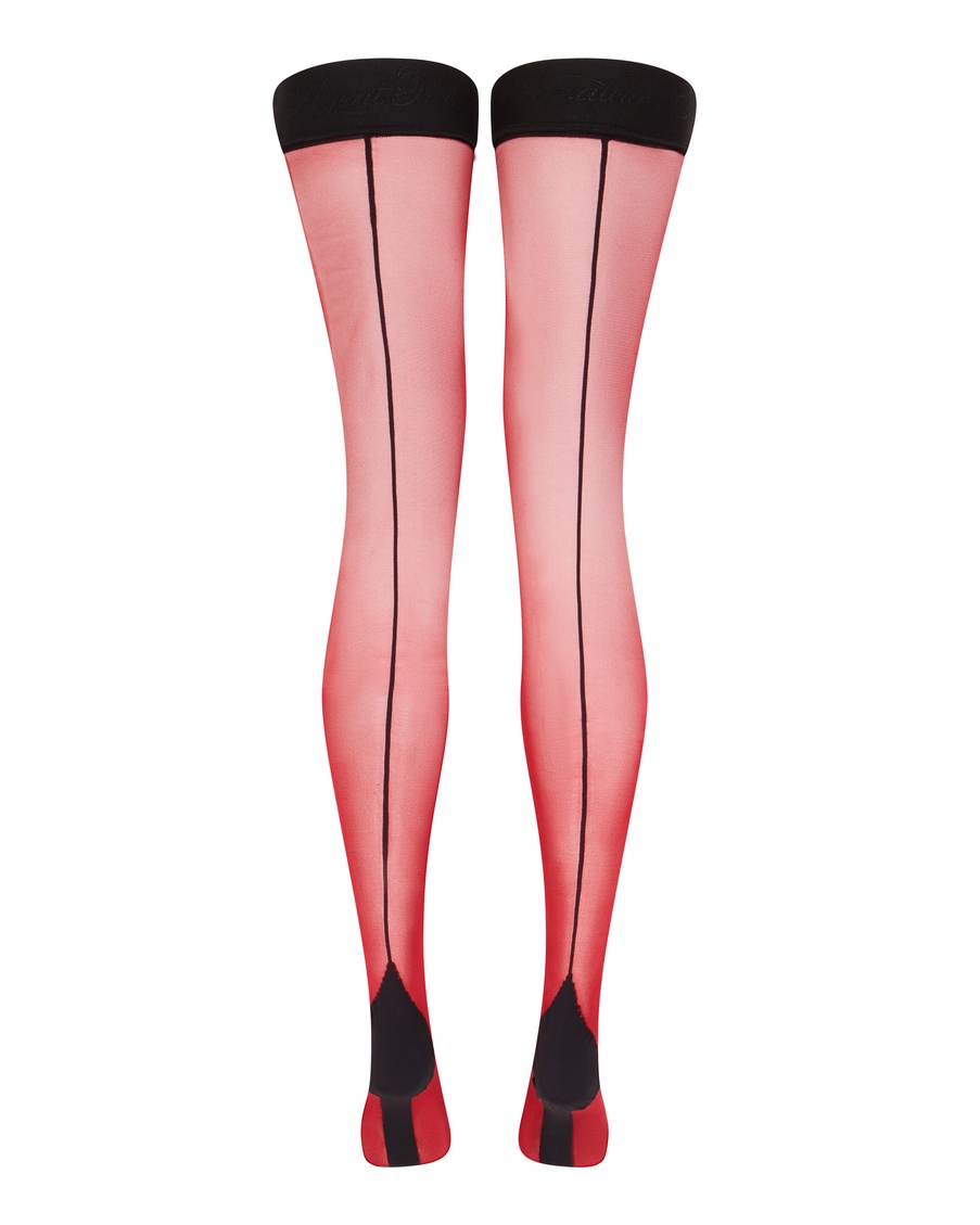 Винно-черные чулки на резинке Tanzie