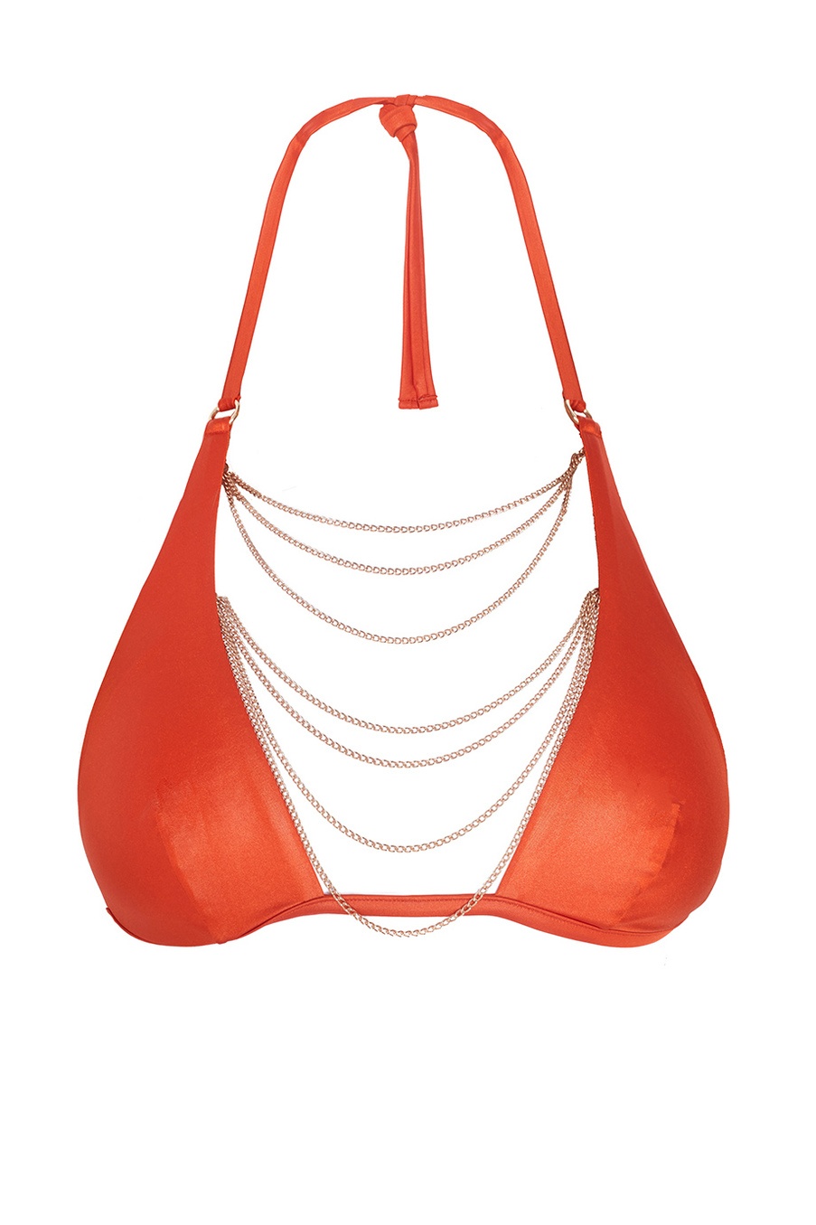 Оранжевый топ купальника с цепочками Tonya