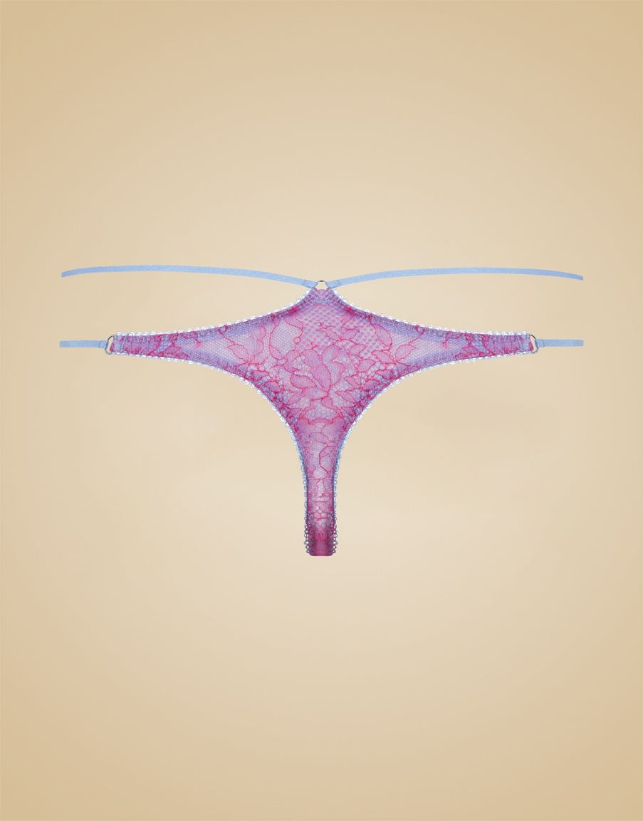 Розовые кружевные трусы стринги Darya