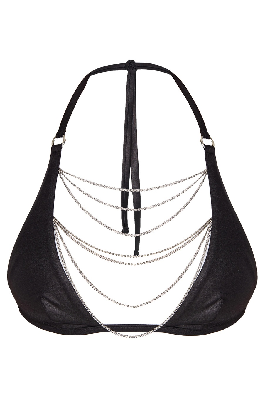 Черный топ купальника с цепочками Tonya