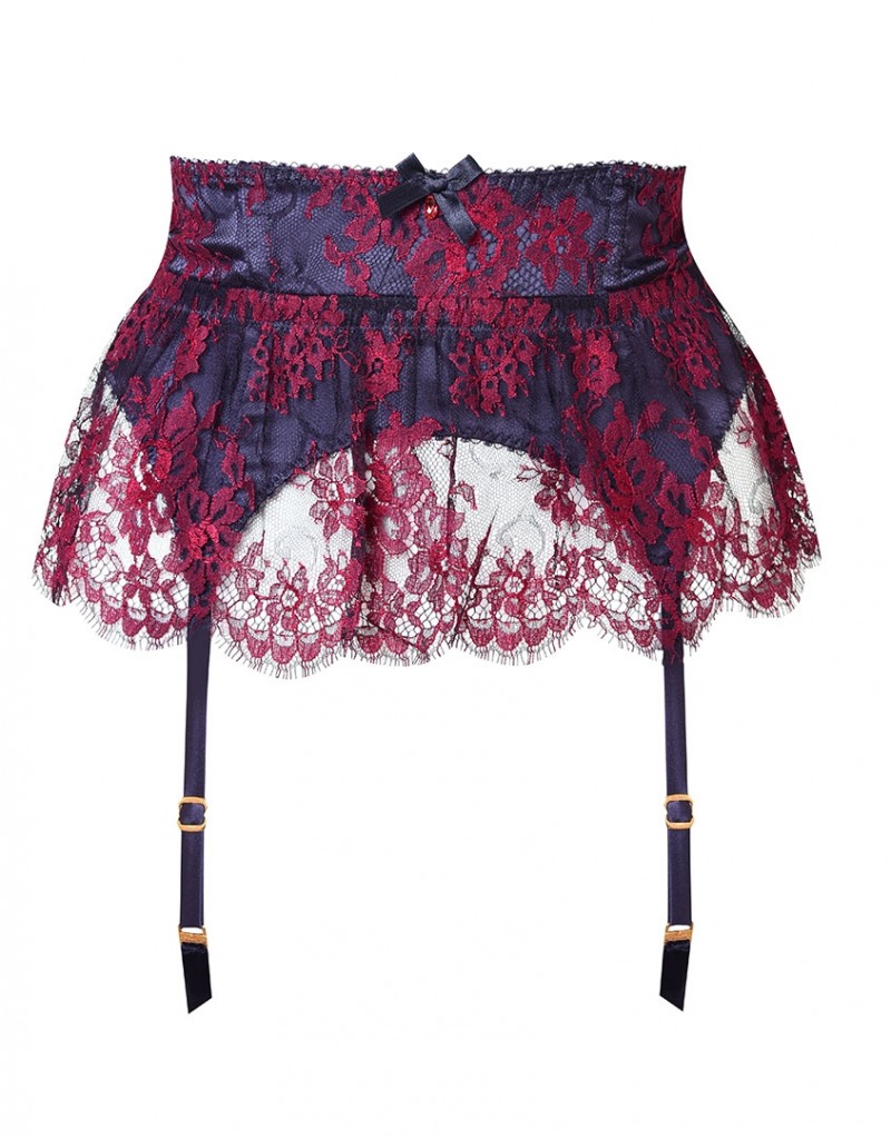 CarlineПояс для чулок с кружевной отделкой винного цвета Carline