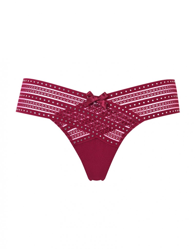 TiannaБандажные трусы стринги винного цвета Tianna