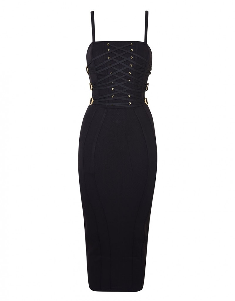 VeiraЧерное платье-футляр со шнуровкой Veira