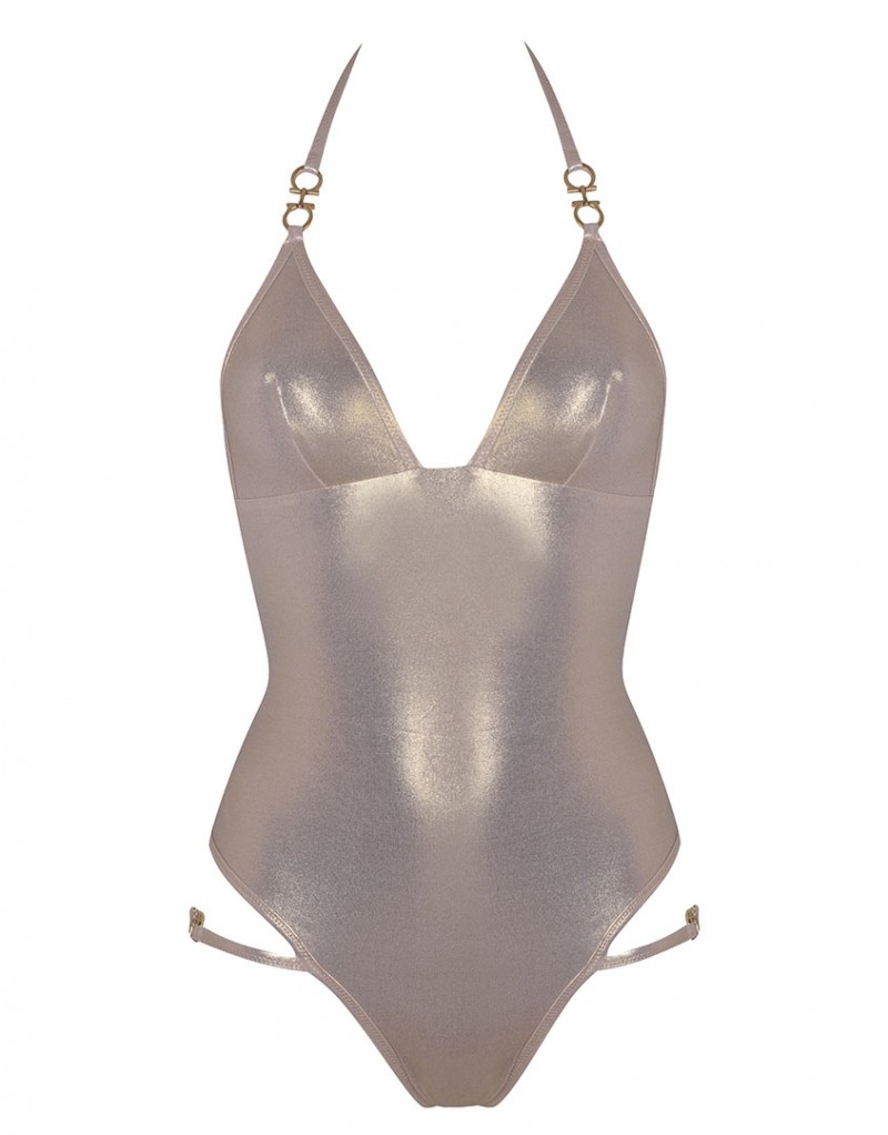 BrontieЗолотистый слитный купальник Brontie