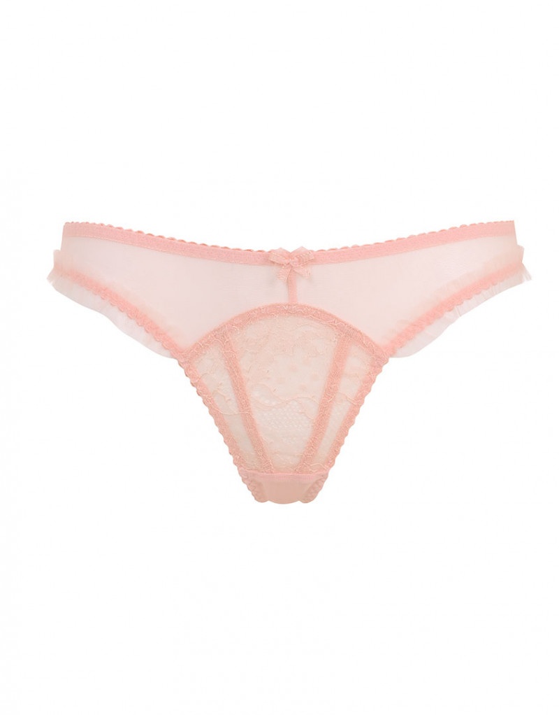 OliveТрусы стринги персикового цвета с отделкой кружевом Olive