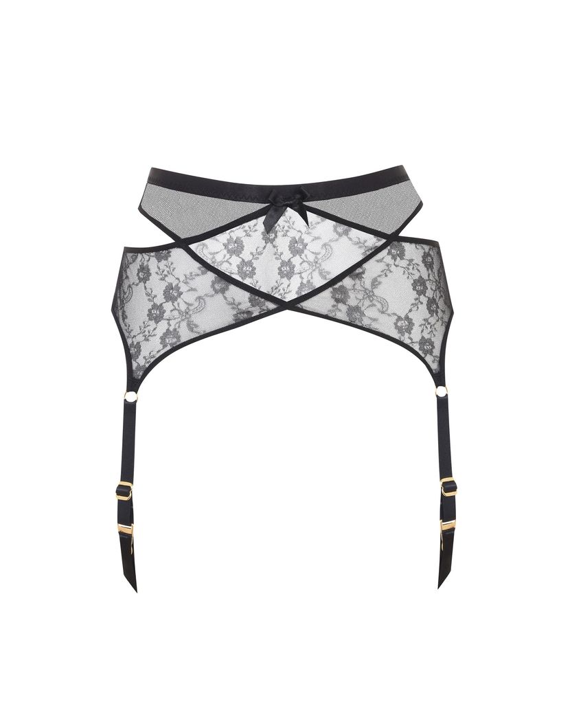 IzaЧерный пояс для чулок с отделкой кружевом Iza