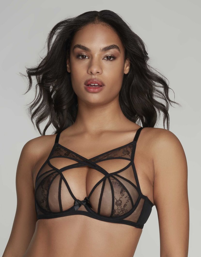 IzaЧерный прозрачный бюстгальтер-топ с кружевом Iza