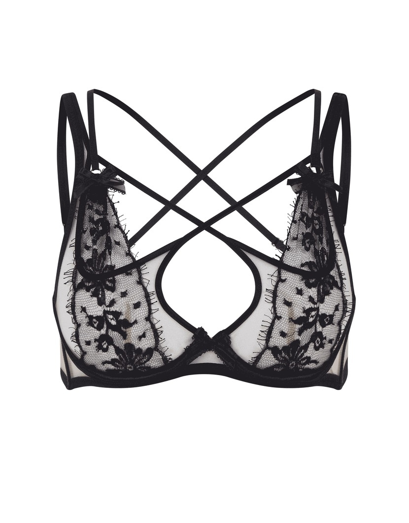 KourtneyЧерный бюстгальтер-топ на косточках с кружевной отделкой Kourtney