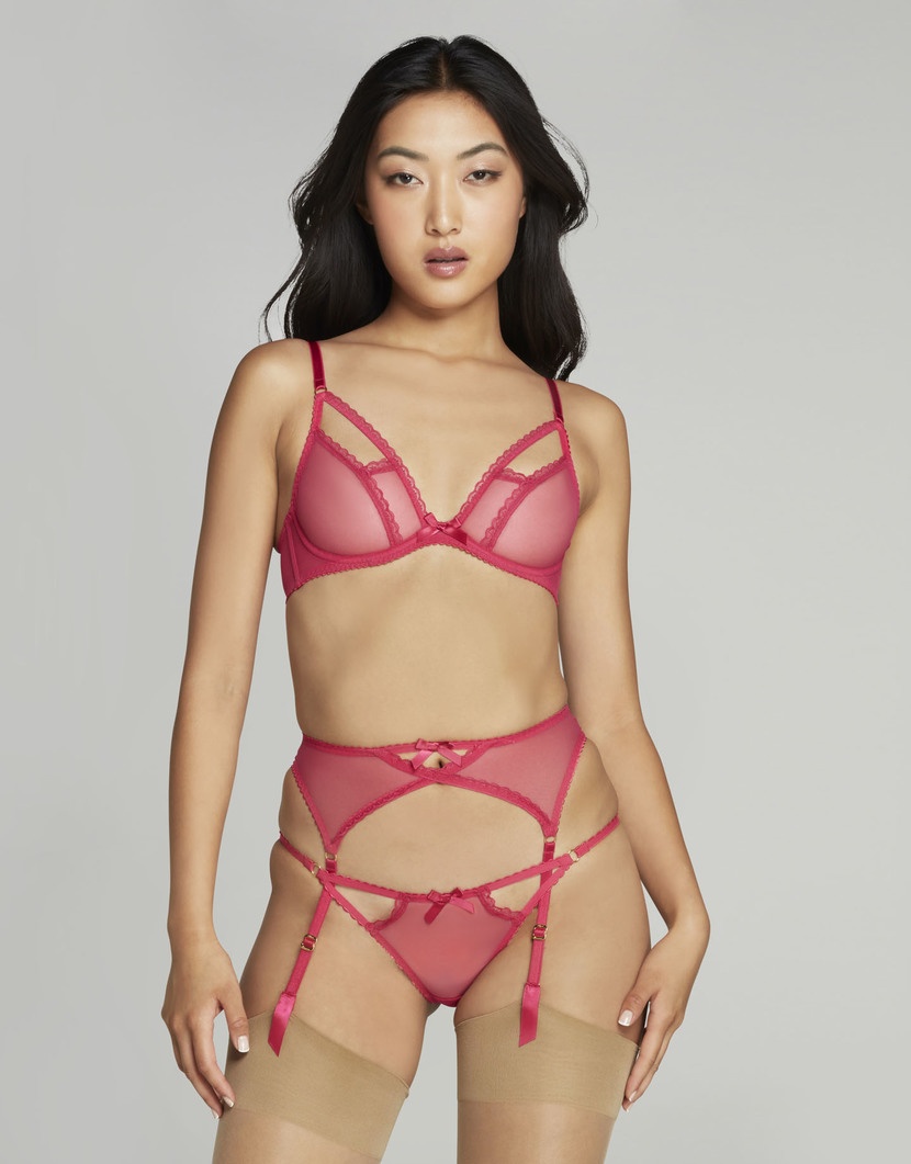 FiaРозовый прозрачный пояс для чулок Fia