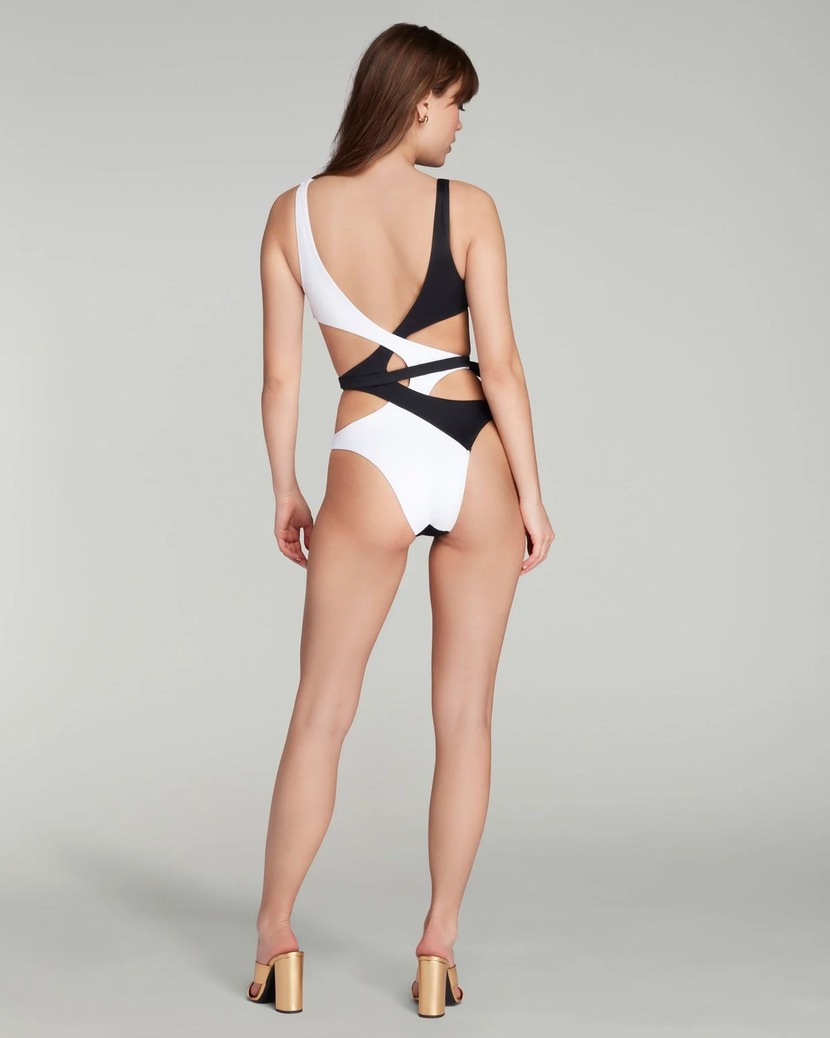 RacyЧерно-белый слитный купальник Racy