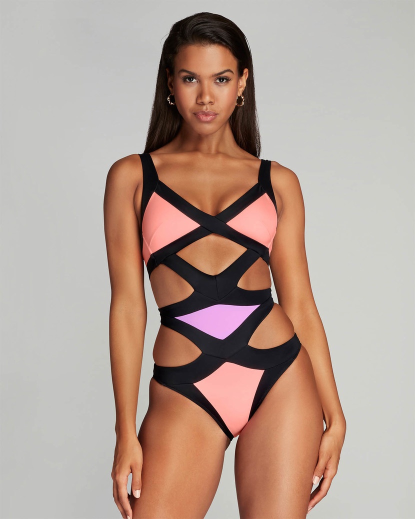 MazzyЧерно-коралловый слитный купальник Mazzy