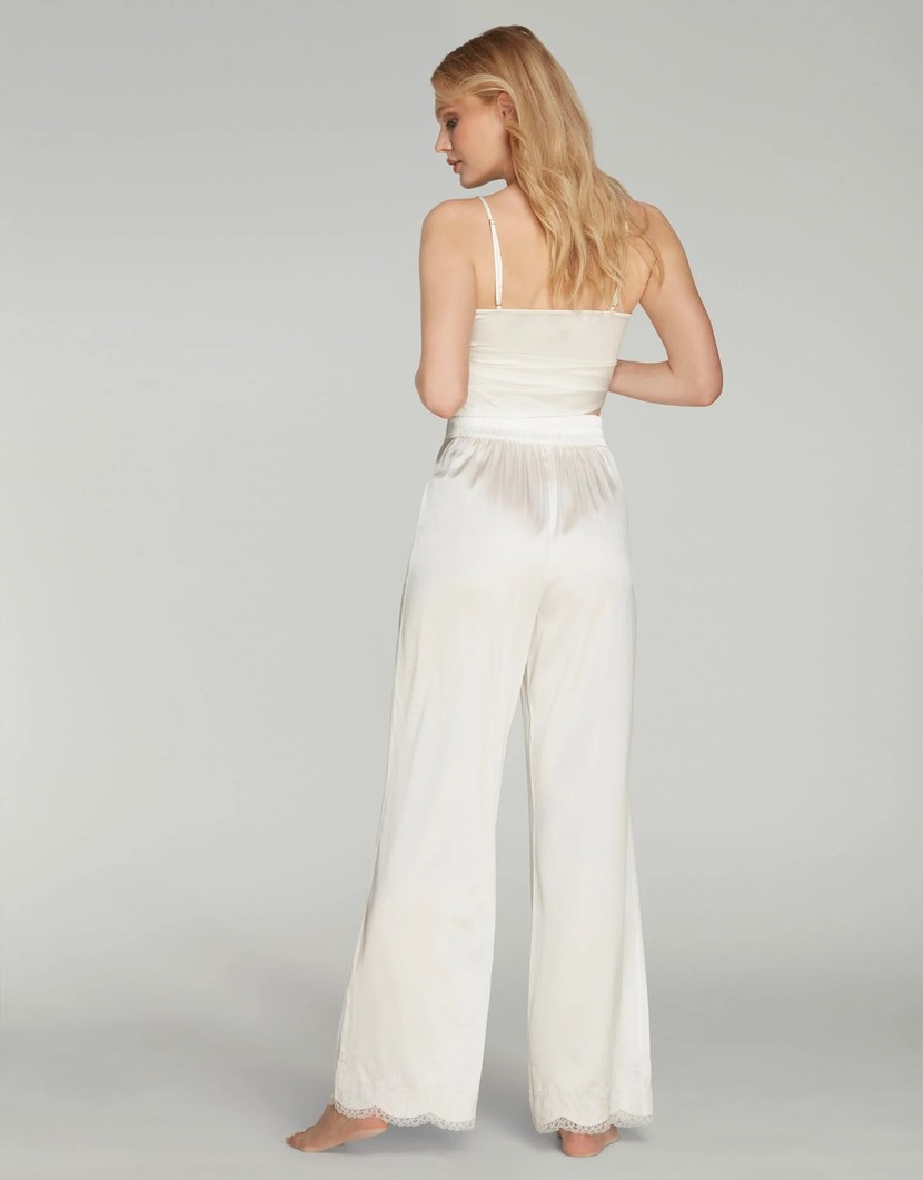 AmeleaБелые пижамные брюки из шелка с кружевом Amelea